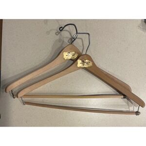 Vintage Adams Mens Wear Wood Suit Hangers Wishbone Batts Wisconsin Set of 2